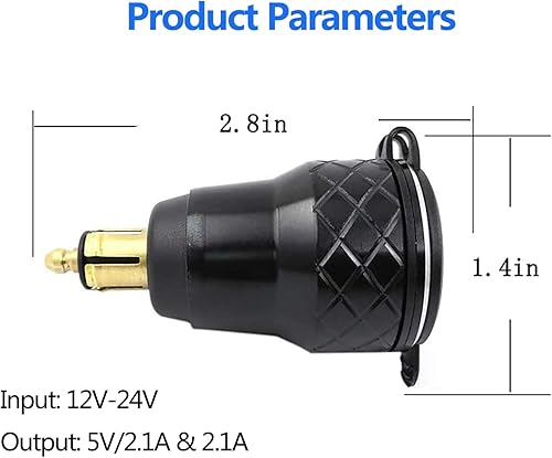 Miniatura 3 de iMESTOU Adaptador de enchufe USB de aluminio DIN Hella a cargador USB dual con voltímetro LED impermeable para motocicletas BMW Ducati de 12 V24 V