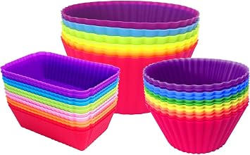 Silicone Cupcake Liners Baking Cups Non-Stick Jumbo Reusable Muffin Molds Bento Bundle Lunch Box Dividers 30-Pack