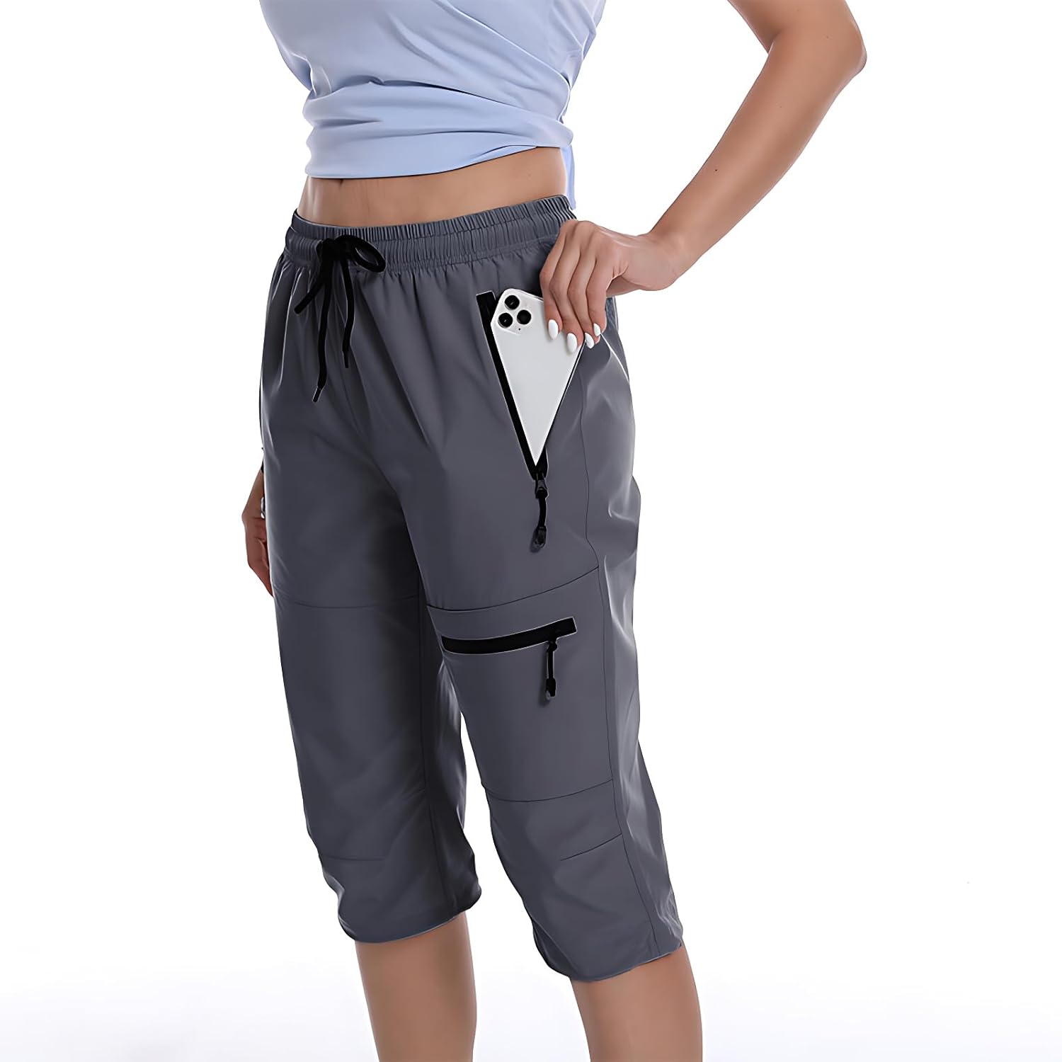 Cargo Shorts Women Y2K Baggy Knee Length Athletic with Pockets Hiking Waterproof Black Pants Men Summer Outfits - Image 3