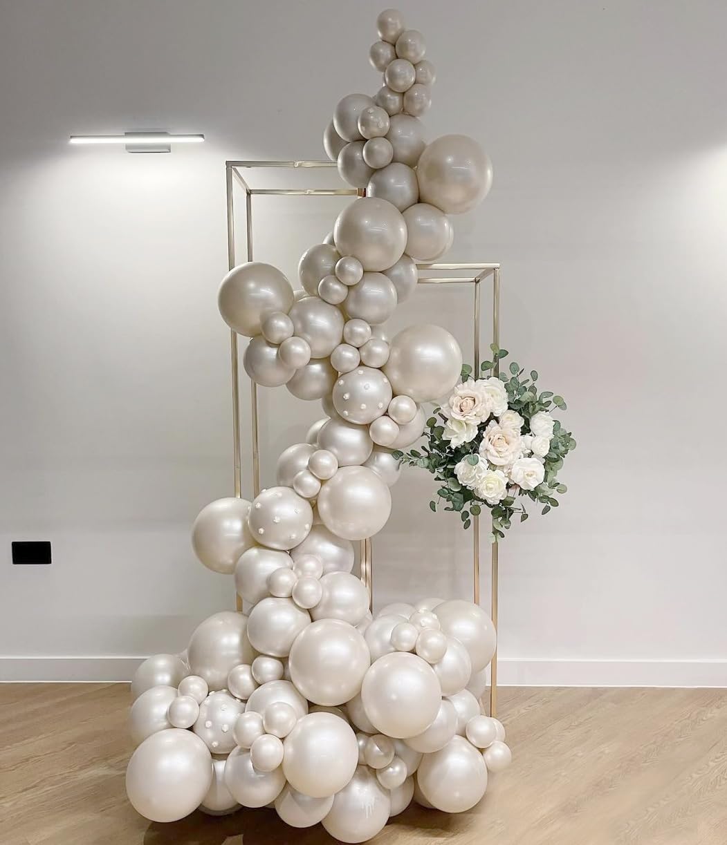 Pearl White Balloons Arch Kit-72pcs Double-Stuffed Different Sizes