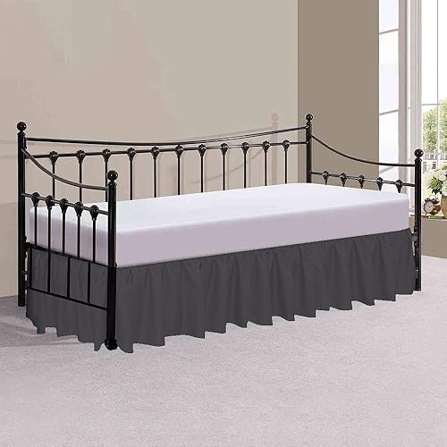 Miniatura 2 de Waletone falda de cama de lino para día  Esquinas divididas, volantes recogidos  sin arrugas y de fácil ajuste (tamaños, pulgadas)