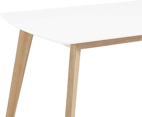 Miniatura 4 de Walker Edison Juego de mesa de madera moderna de mediados de siglo para comedor, cocina, sillas de comedor, 60 pulgadas, 6 personas, color blanco y