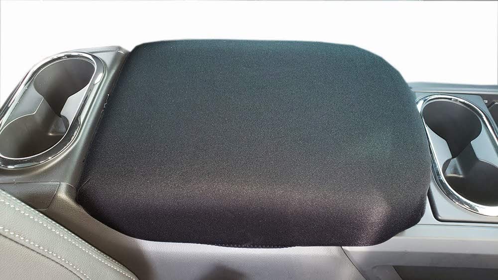 Car Console Covers Plus Made in USA Designed for Nissan Titan 2016-2024 with Bucket Seats Fixed Console Image Shown Neoprene Auto Armrest Center Console Cover Black