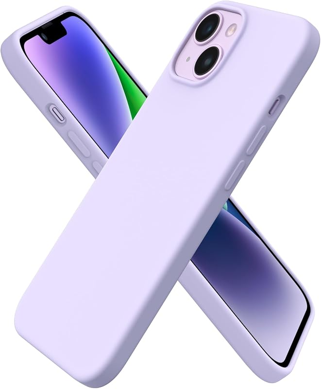 ORNARTO Compatible with iPhone 14 Case 6.1, Slim Liquid Silicone 3 Layers Full Phone Covered Soft Gel Rubber Case Protective Phone Cover 6.1 Inch-Pastel Lilac | Lightweight Design, Silky-Soft Touch, Anti-Fingerprint Finish, Easy-to-Clean Surface, Microfiber Interior, Responsive Buttons