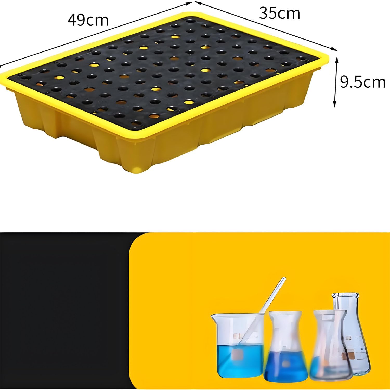 Palette modulaire de confinement des déversements – Plateforme en plastique étanche pour un stockage sûr des produits chimiques avec plateau amovible en polyéthylène pour barils de pétrole