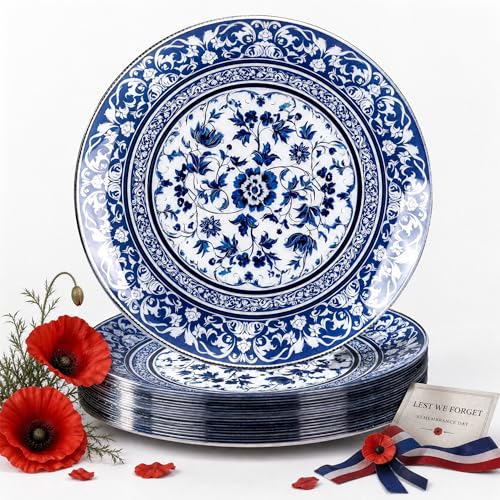 Hioasis 12Pcs Blue Charger Plates & Platters - 13 Inch