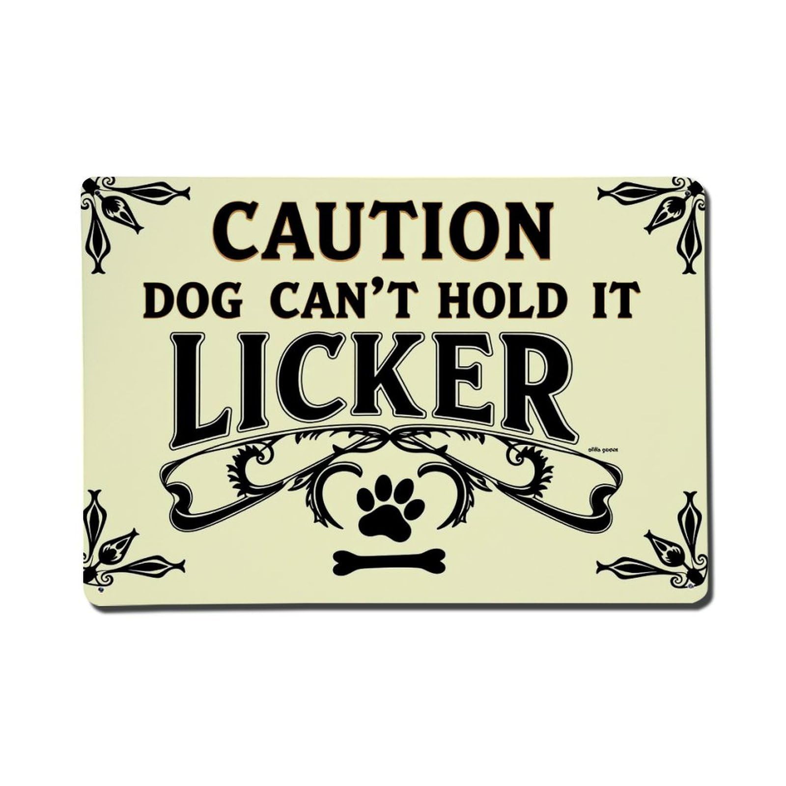 Enderetf Vintage Caution Dog Cant Hold It Licker Tin Sign Metal Poster, Home Bar Garage Man Cave Cafe Indoor & Outdoor Wall Decoration 8X12inches