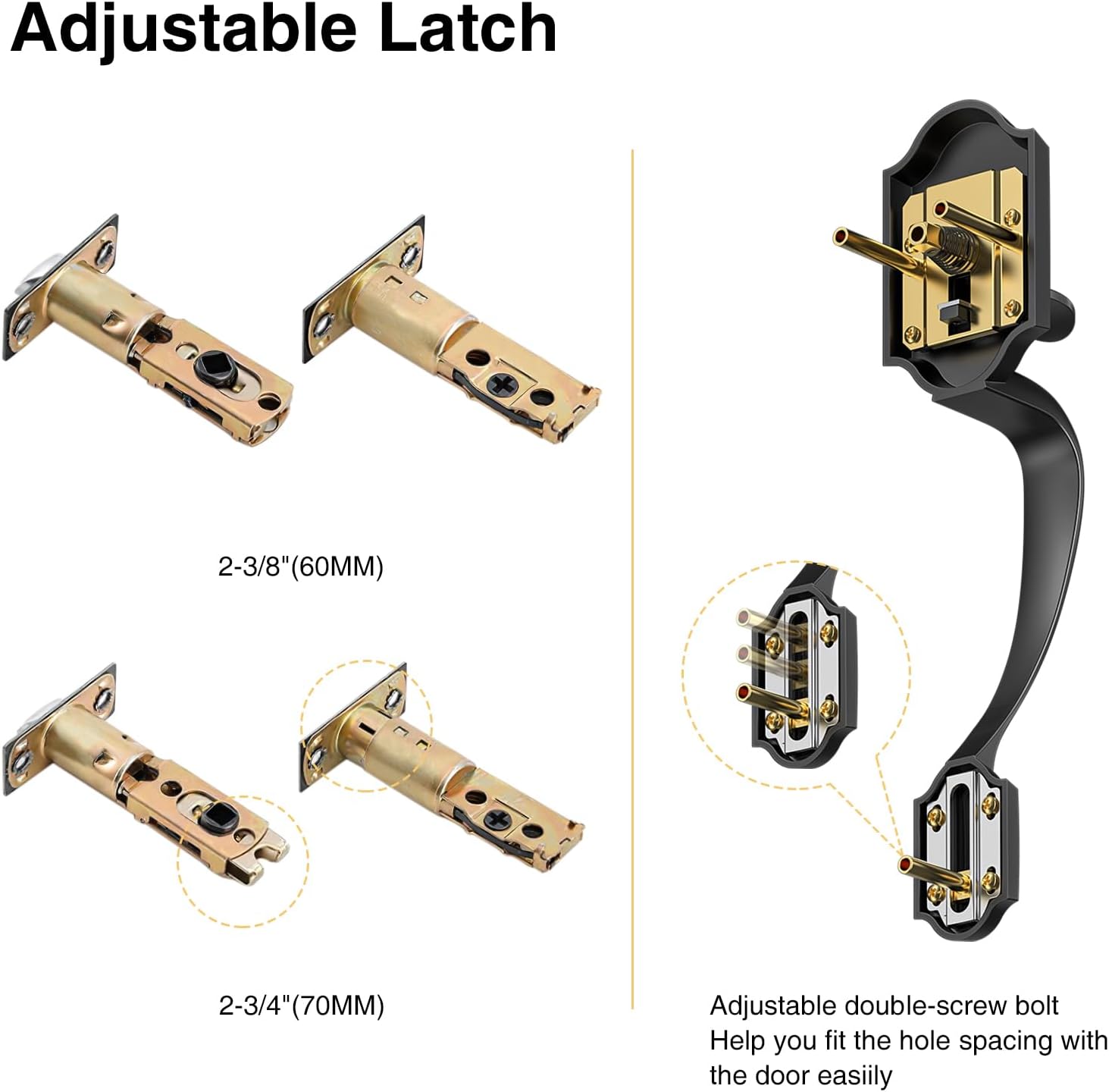 Brightify Front Door Handle and Deadbolt Set, Front Door Lock Set, Front Door Handles with Lever, Single Cylinder Exterior Door Handle, Reversible for Right&Left Handed