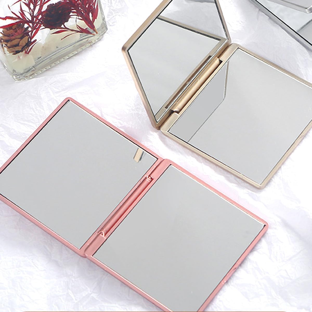 Rose-Design Handheld Mirror 3pcs, Folding Small Mirror for Women image 4