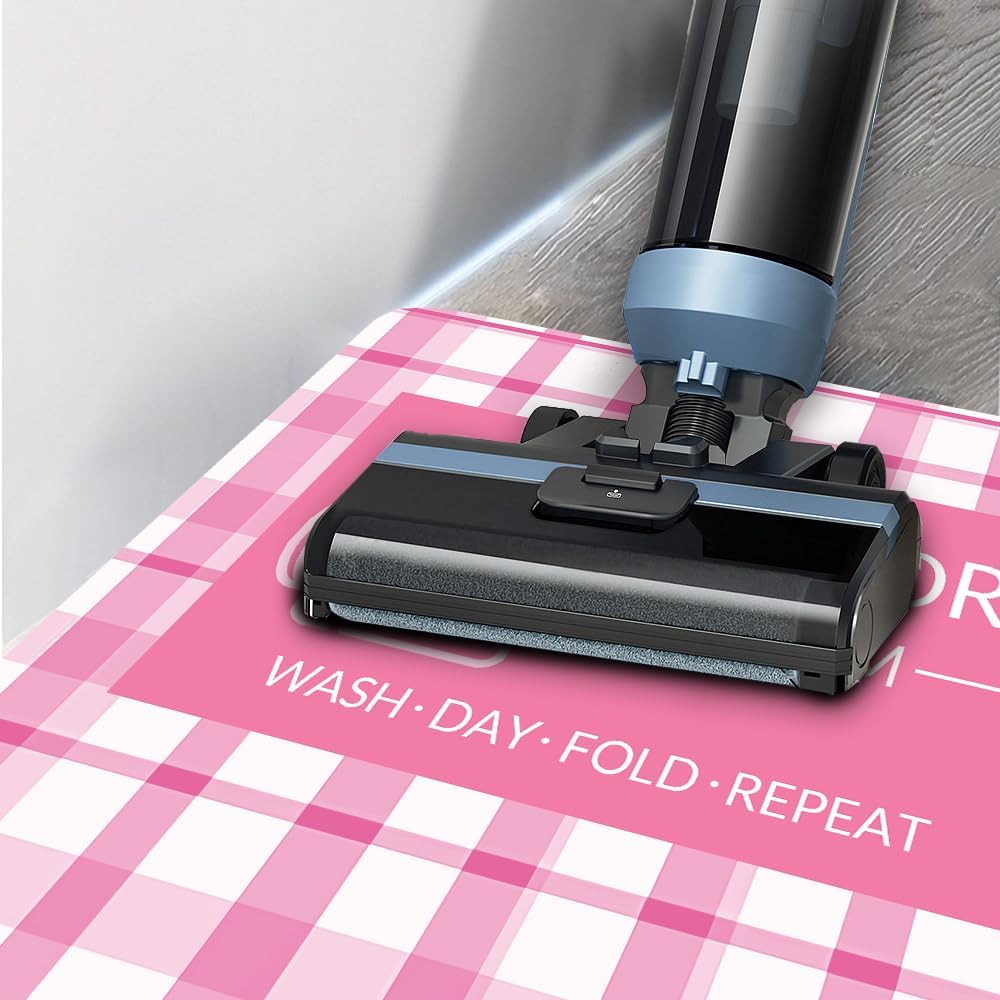 Flowers Washer Dryer Dust Cover Mat For Top Creative Washing Machine Dust Cover Pad Fast Drying Absorbent Mat Top Protector Mat for Kitchen Laundry Room (Pink Grid, 23.6 * 19.7'')