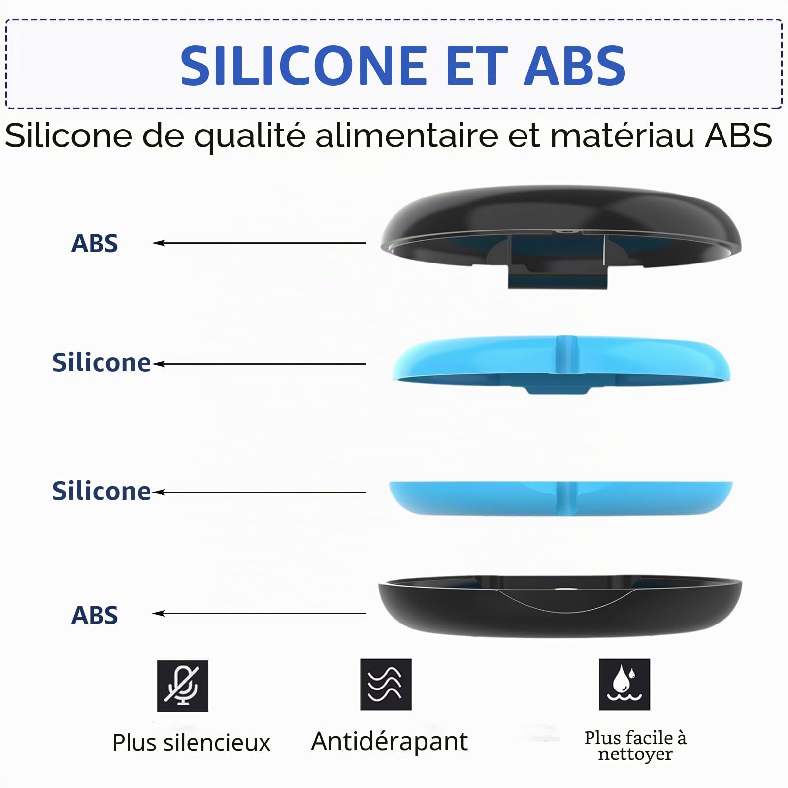 Lot de 2 coques minces d'alignement pour Invisalign, étui de protège-dents avec outils de retrait et aligneurs à mâcher et brosse, plateau intérieur amovible en silicone pour un nettoyage facile (noir