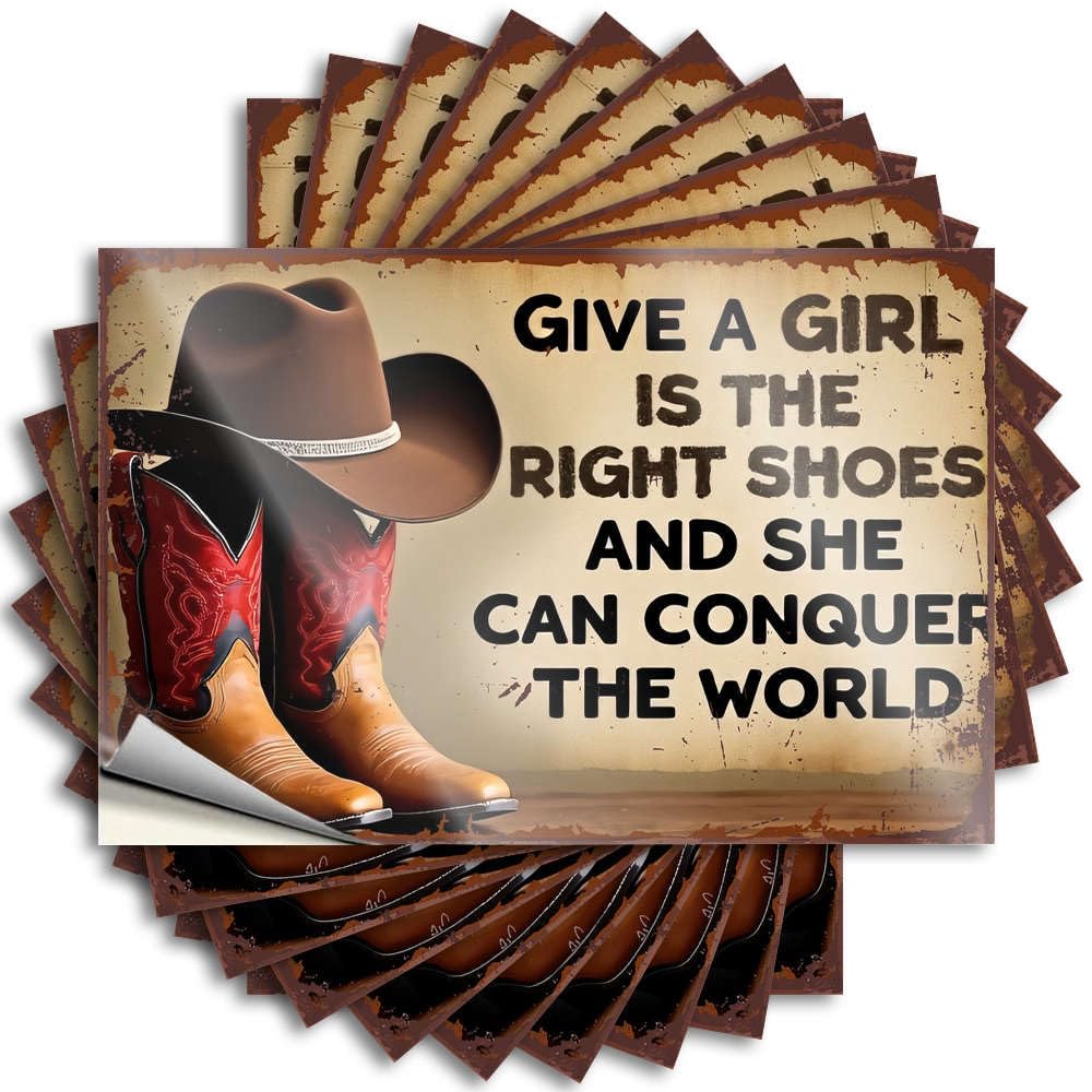 Sticker Custom Custom Stickers, Case Waterproof Give A Girl The Right Shoes, She Can Conquer The World for Hydro Flask | Tiny Vinyl Decals for Free Holiday Gift(12X18CM)