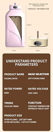 Portable eletric clohes drye, Dry clohes drye, Portable eletric clohes drye indoor eletric for Apartments, Dorms, RVs(600W-UK plug)
