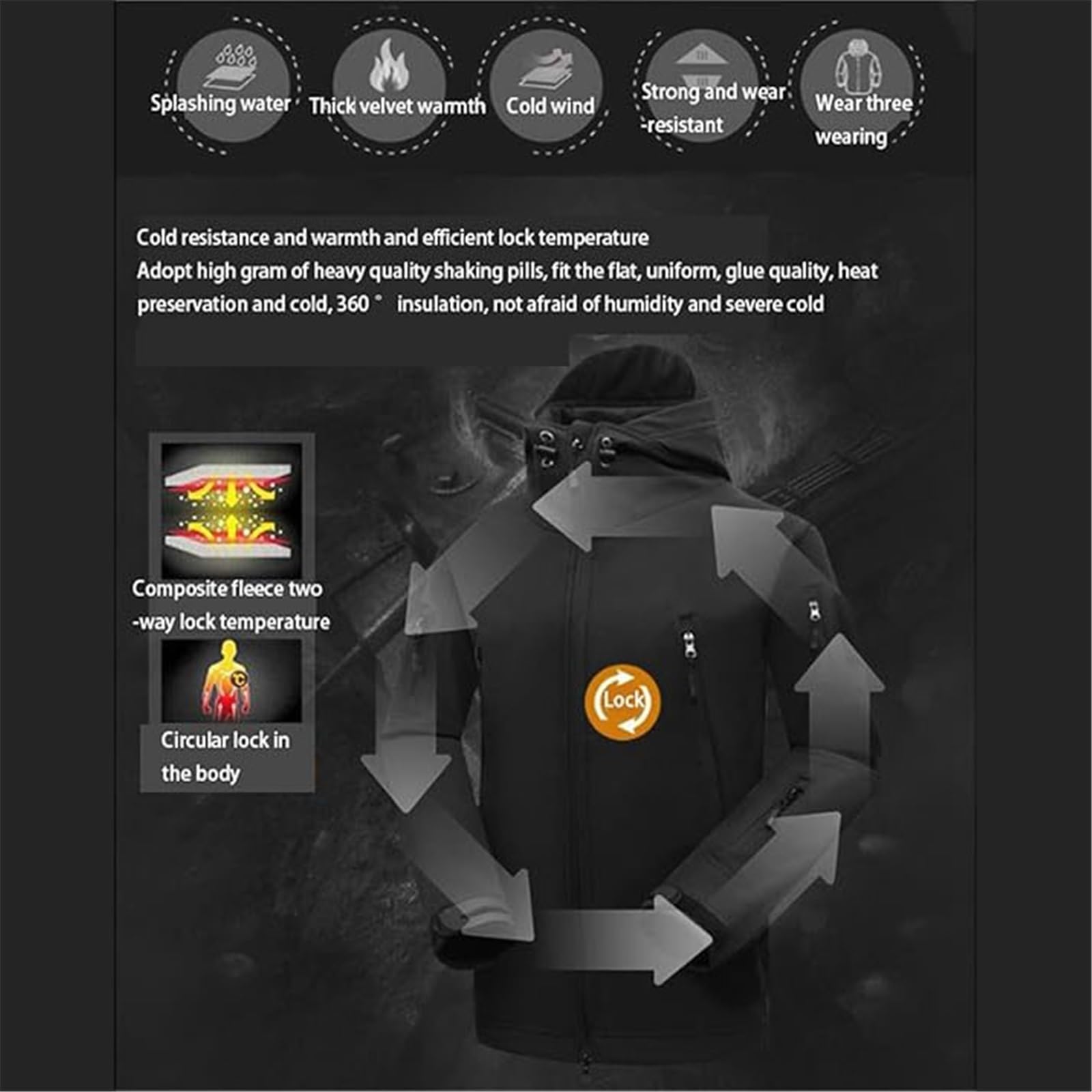 CLSQLXYJZC Completo Da Sci Da Uomo In Due Pezzi, Set Giacca E Pantaloni Con Cappuccio Antivento Impermeabile Caldo Invernale Da Uomo, Con Fascia Da Braccio E Cintura, Per Lo Sci, E Invernali