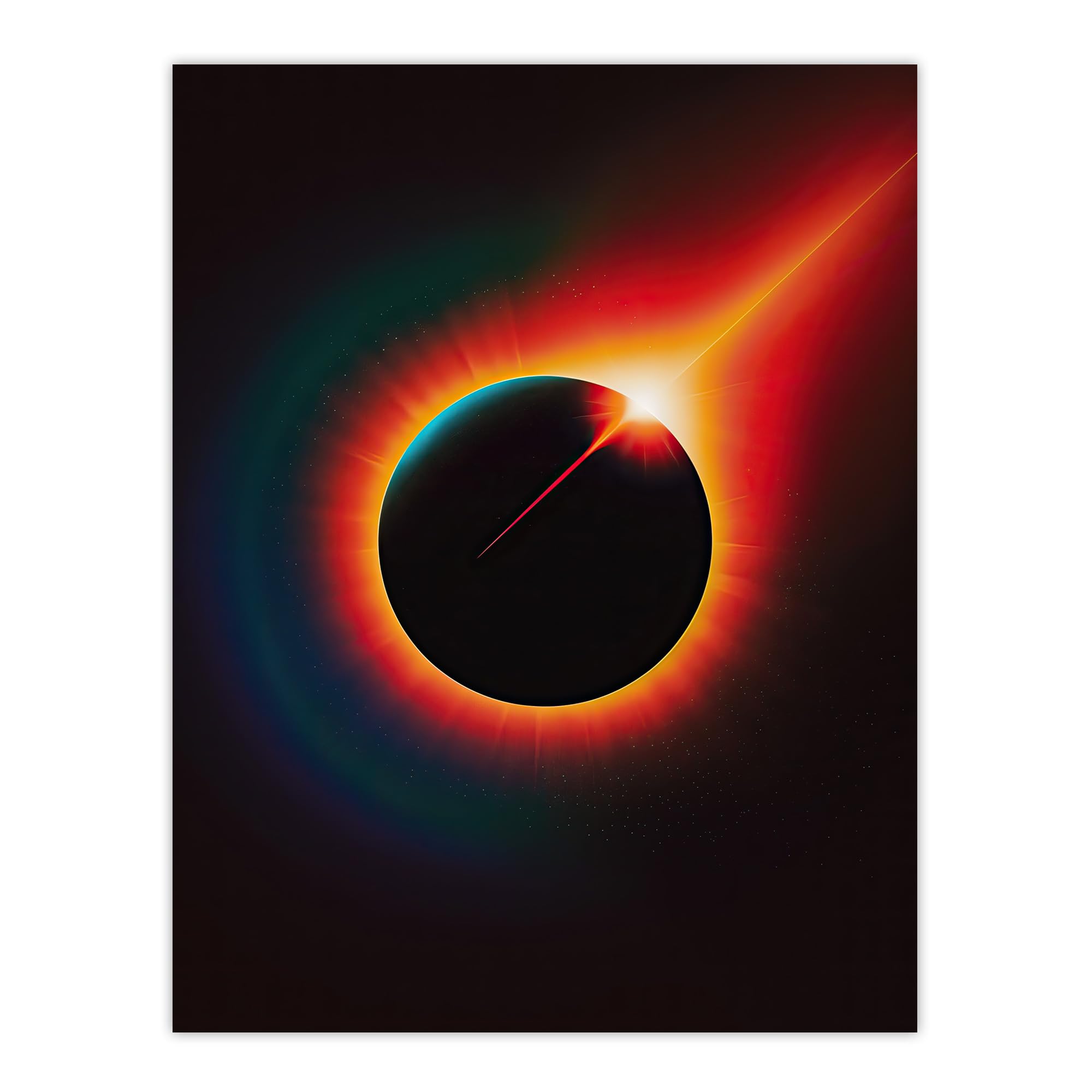 Artery8 Total Solar Eclipse Orange Blue Ring Fire Design Living Room Large Wall Art Poster Print Thick Paper 18X24 Inch