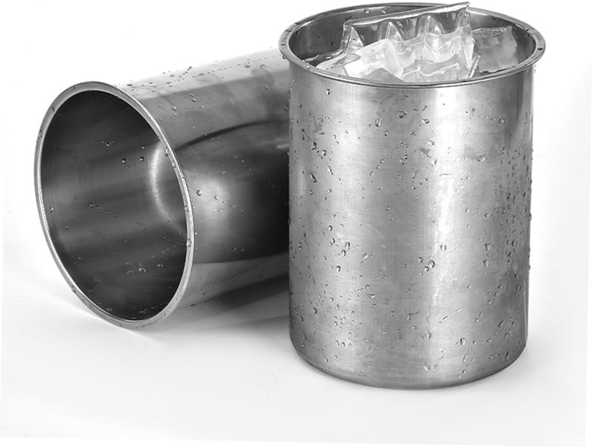 Stainless Steel Ice Cube Bucket Lid and Tongs Insulated Wine Chiller for Parties Metal Drinks Cooling Container for Bar and Restaurant