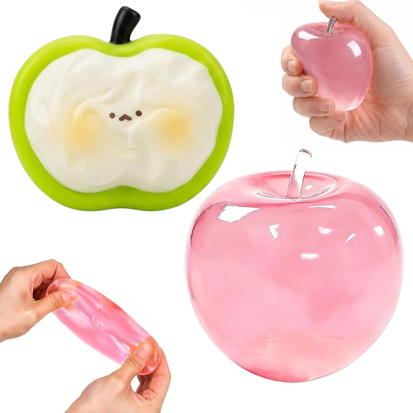 2 PCS Apple Squishy for Desk Decoration Items, Slushy Apple Squishy with Green and Red Apples, Ideal for Desk Decor and Office Use, Compact Size for Portability and Long-Term Decorative Applications