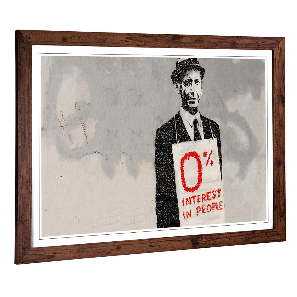 Big Box Art Framed Print of Banksy Interest Graffiti Design | Wall Art Picture | Home Decor for Kitchen, Living Room, Bedroom, Hallway, Walnut, A2 / 24.5x18 Inch / 62x45cm
