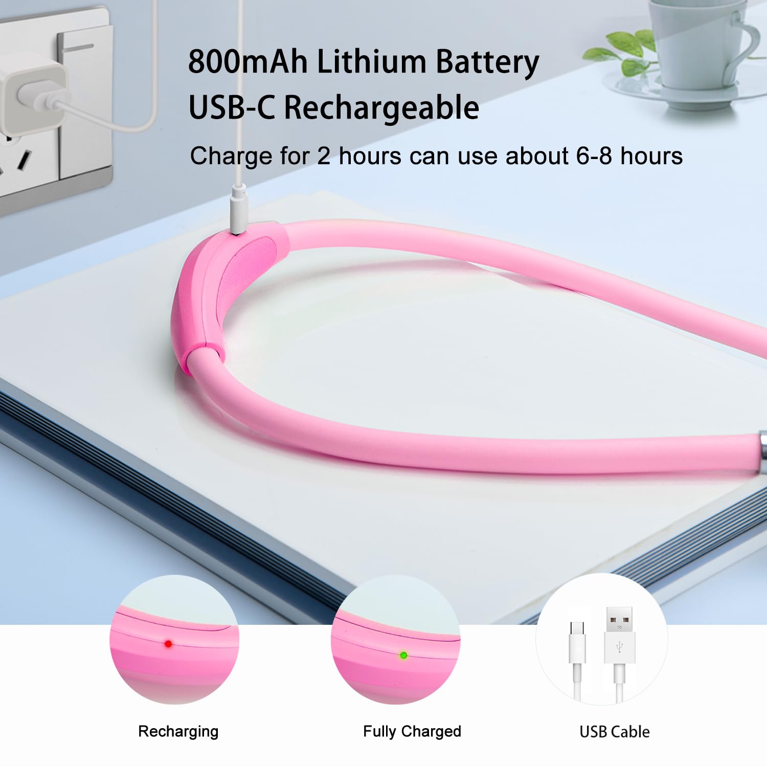 Lámpara de lectura LED recargable por USB, manos libres, 4 bombillas LED, 4 brillo ajustable, para leer en la cama o leer en la lámpara de coche