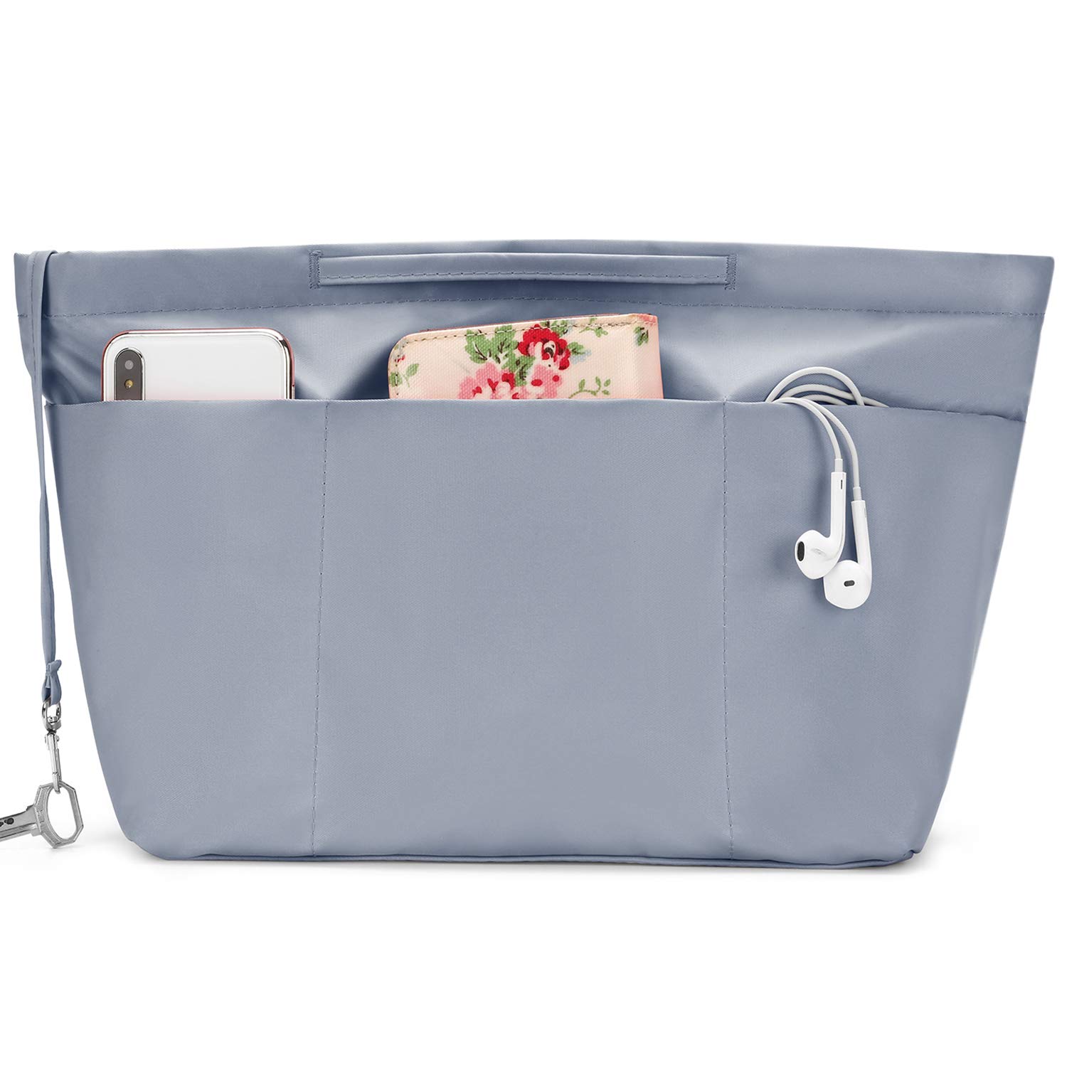 bridawnBridawn Nylon Tote Organizer Purse Insert Pocketbook Organizer Insert Handbag Divider with Handles Zipper Closure