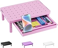 Vista 26 de WALI STT003D-B - Soporte para monitor de computadora con almacenamiento, elevador de monitor de escritorio de 3 alturas ajustables, elevador