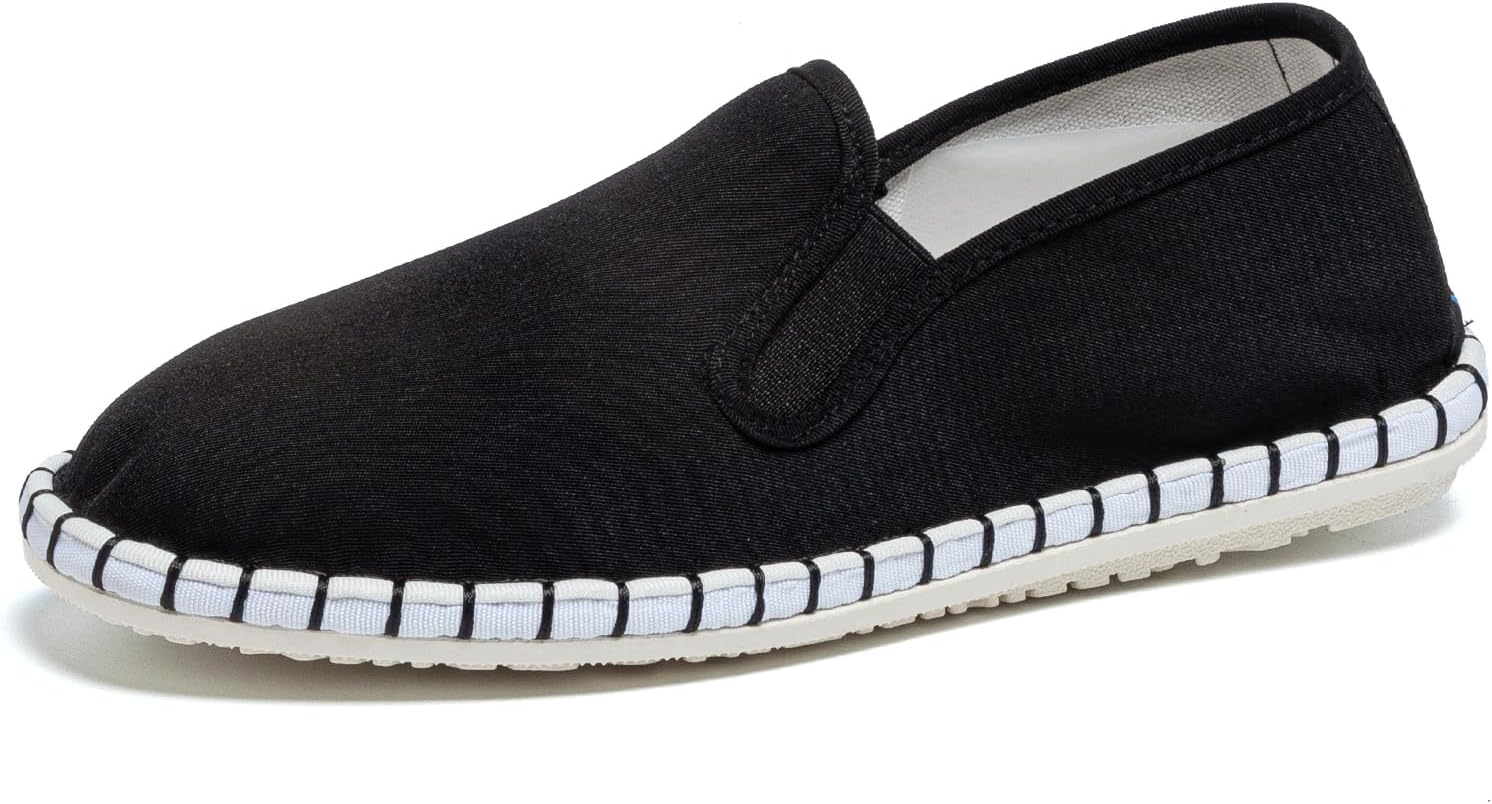 Wsvpeto Men's Canvas Slip on Loafers Black Fashion Martial Arts Shoes Alpargatas Slippers Casual Walking Sneakers Leisure Moccasins Footwear Espadrille Shoes for Men