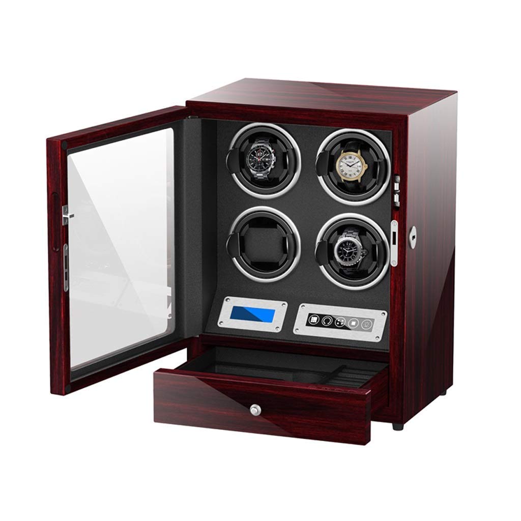 CGCSYZ Watch Winder For 4 O'Clock Heart Built-In Lighting Piano Finish Carbon Fiber Exterior 5 Modes Of Rotation With (D A)