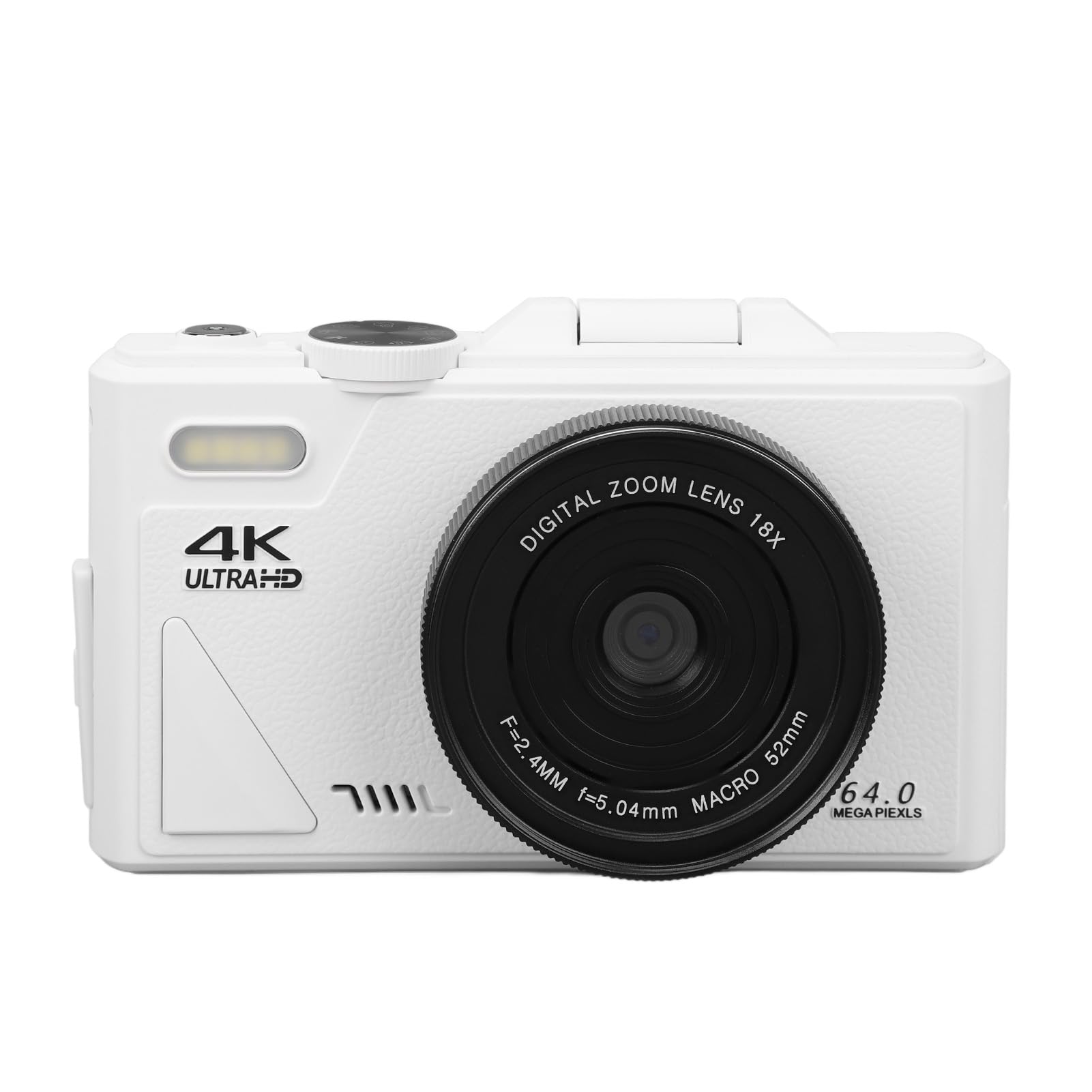 Focket Fotocamera Digitale, Video 4K da 64 MP, Zoom Digitale 18X, Fotocamera per Vlogging con Messa a Fuoco Automatica Anti-vibrazione, da Viaggio Mirrorless con Luce di Riempimento Schermo