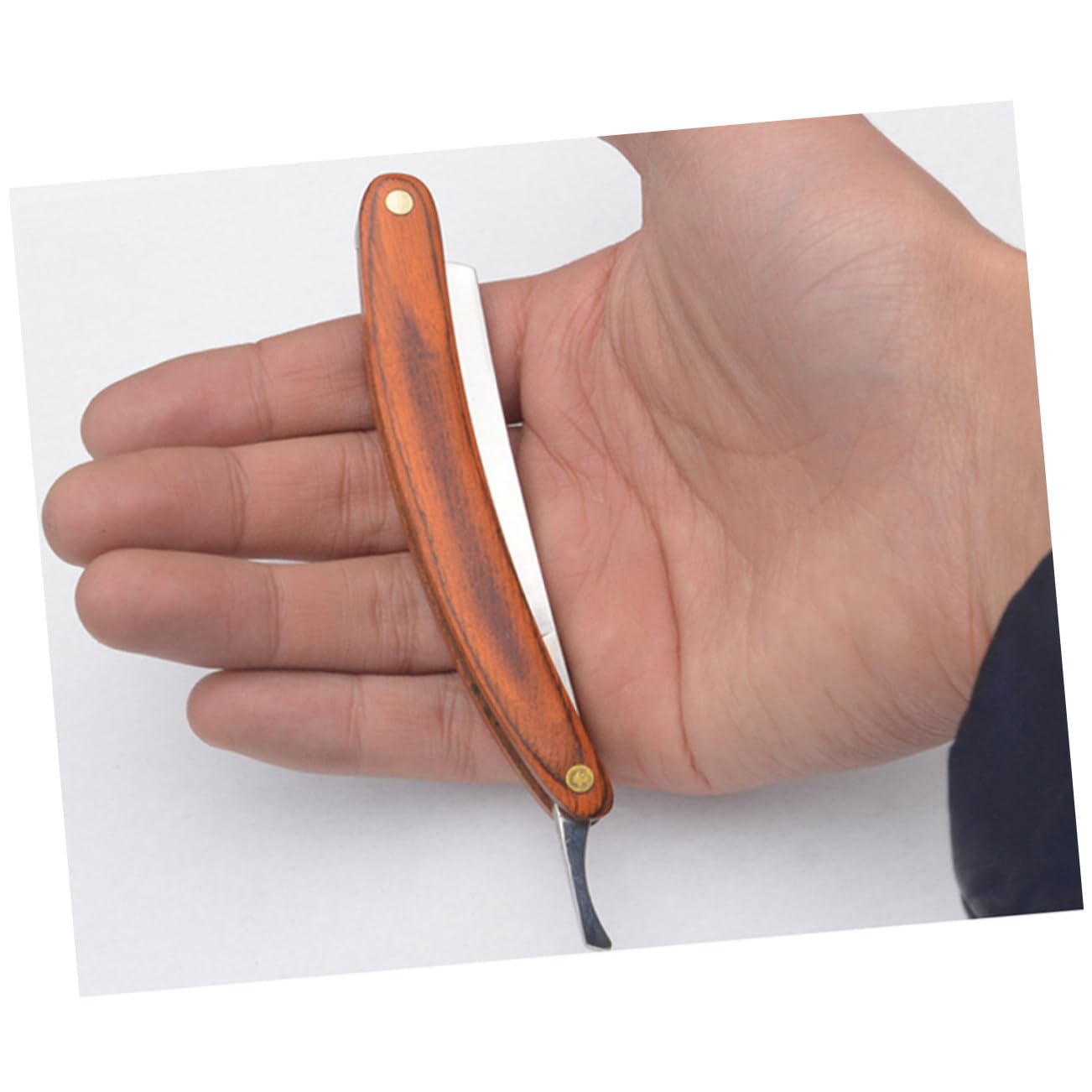 POPETPOP Rasoir Manuel Vintage en Acier Inoxydable Manche en Bois Rasage Traditionnel Hommes Professionnel Usage Quotidien