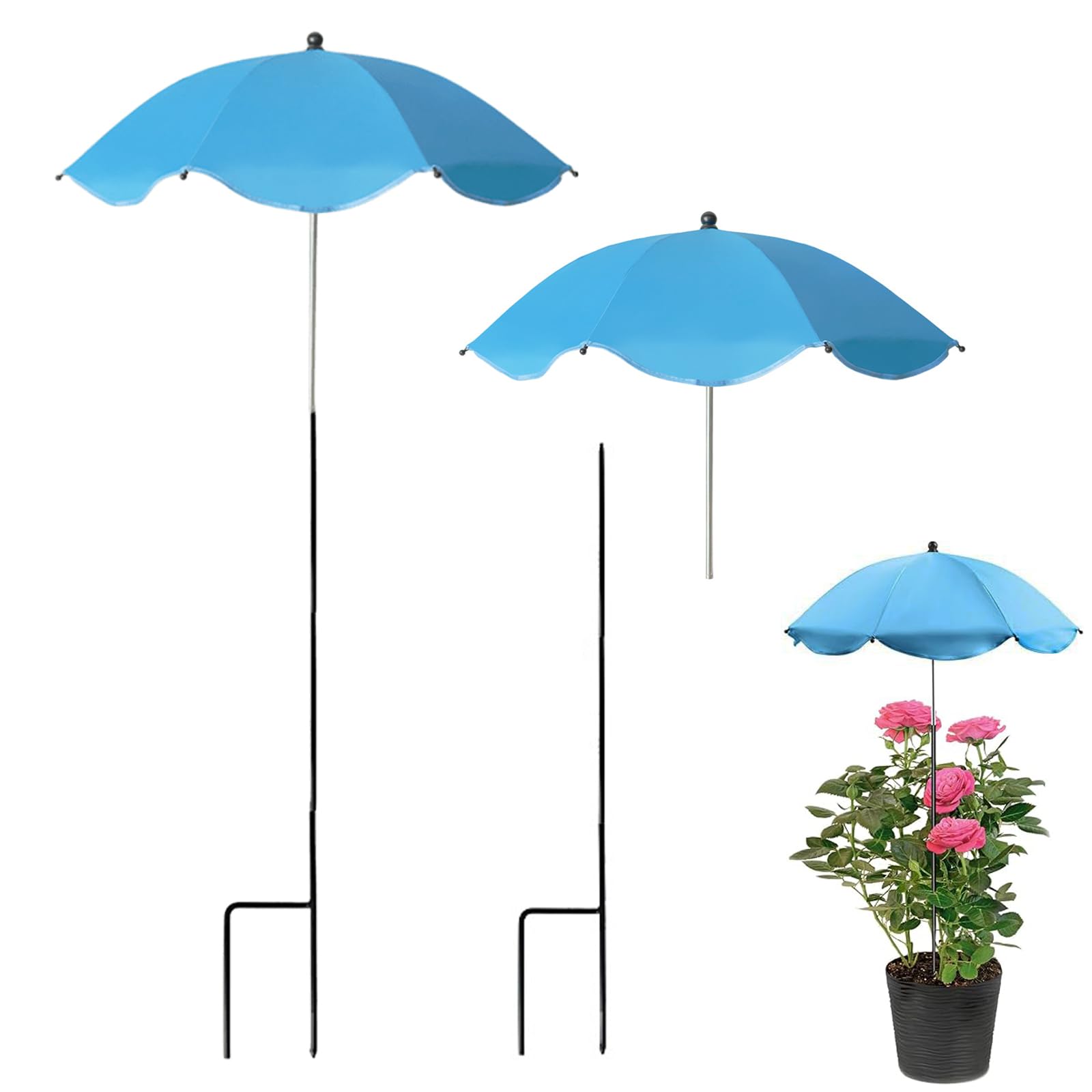 Plant Shade Umbrella, 2 Pack Plant Shade Cover Garden Shade Umbrellas for Sun Control, UV Resisitant, Sunblock Umbrella for Outdoor Indoor Plant and Potted Plant (Blue x2)
