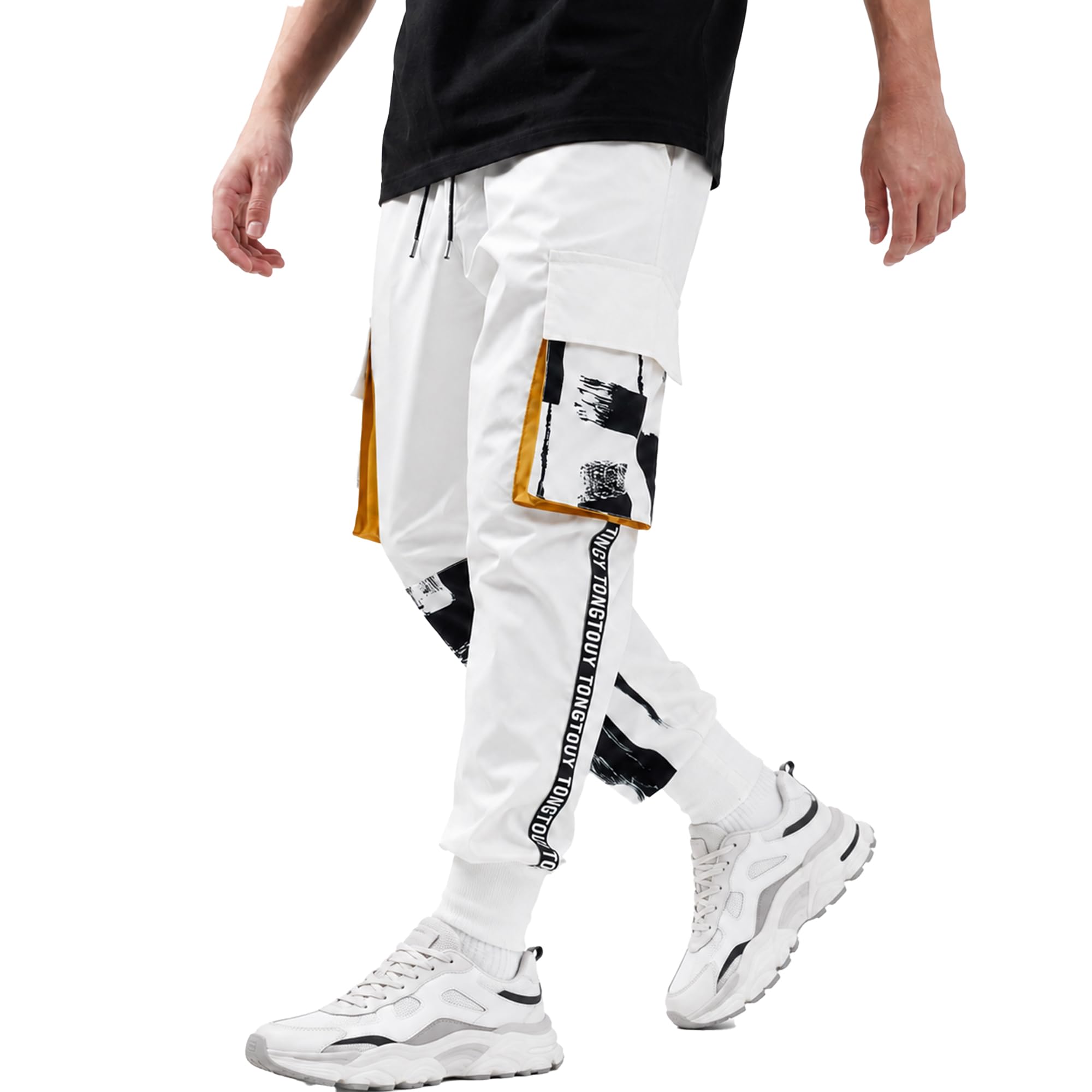 XYXIONGMAO Pantaloni Harem tattici bianchi da uomo con tasche Techwear Streetwear Hip Hop Joggers Pantaloni cargo per uomo