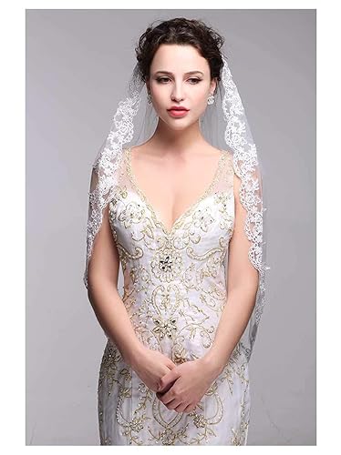 Miniatura 2 de Ursumy Velo de novia de tul suave con borde de encaje para boda velos de novia con peine