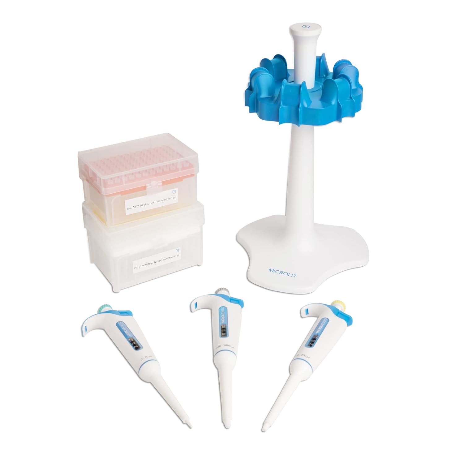 MICROLIT Nero 3Piece Micropipette Starter Kit, Accurate Pipettors with Varied Liquid Capacity