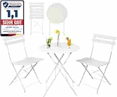 Set Bistrot 3 Pezzi Albatros - Tavolo E 2 Sedie Pieghevoli Nero - Per Balcone E Giardino - Foto 6