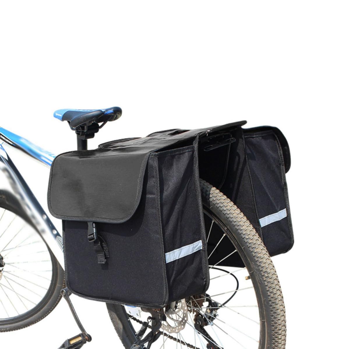 Generico Borsa da Bicicletta con Grande Scomparto Posteriore | Nero, Tela 600d e Mesh Stampata Pvc, Telaio Irrigidito, Finiture Riflettenti e Facile da Pulire