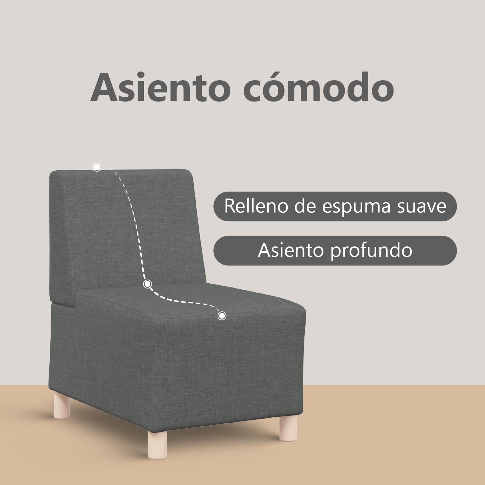 vidaXL Unidad de Sofá Modular sin Brazos 2 uds. Gris Oscuro Tela