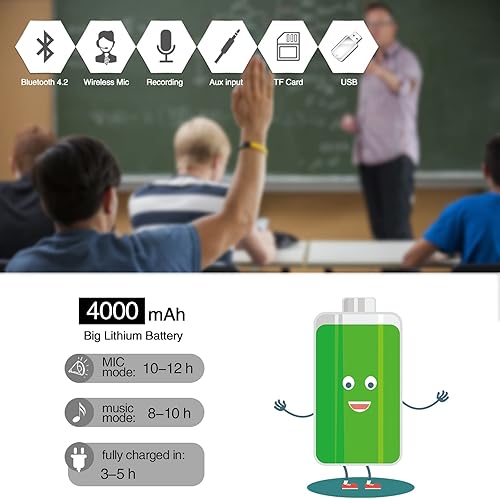 Miniatura 2 de Amplificador de voz inalámbrico de 25 W Bluetooth 5.3  Sistema PA portátil inalámbrico de grado con reverberación  Altavoz recargable Batería de 12