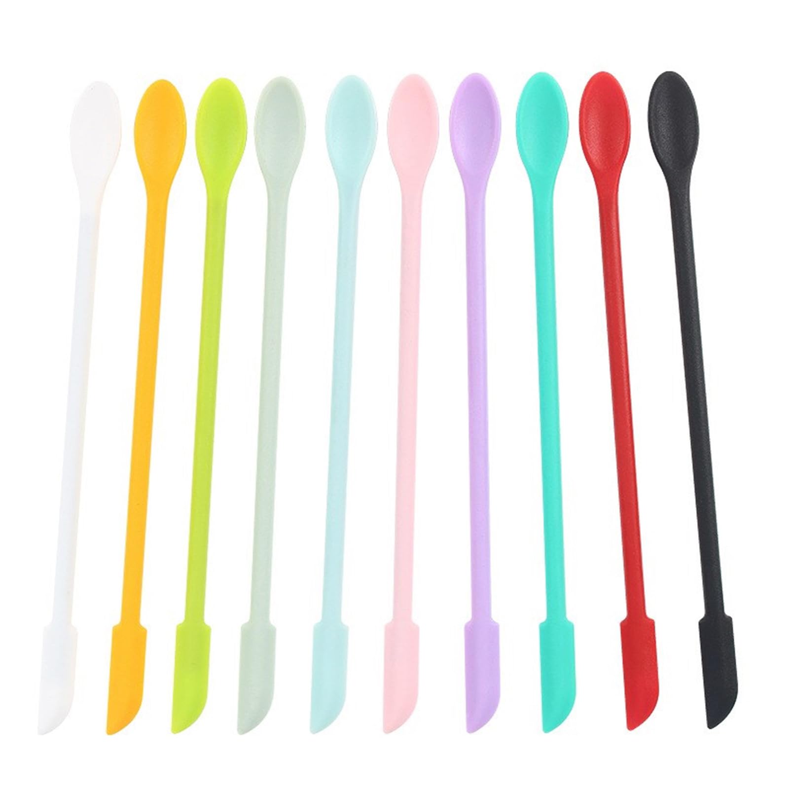 Msioytog Of 10 Silicone Double Ended Cosmetic Scoops Small Spatulas Scrapers Tool for Bottle Scraping and Makeup Application Cosmetic Spatula Makeup Jar Scrapers Travel Spatula