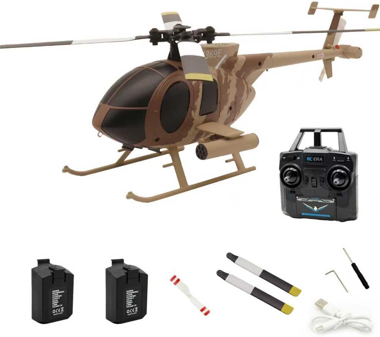 RCXTechPro RC ERA C184 MD500 RC Helicopter with Dual Rotor, Optical Positioning, 6-Axis Gyro 2.4G 4CH Flybarless Remote Control Aircraft Model for Adults Enthusiasts