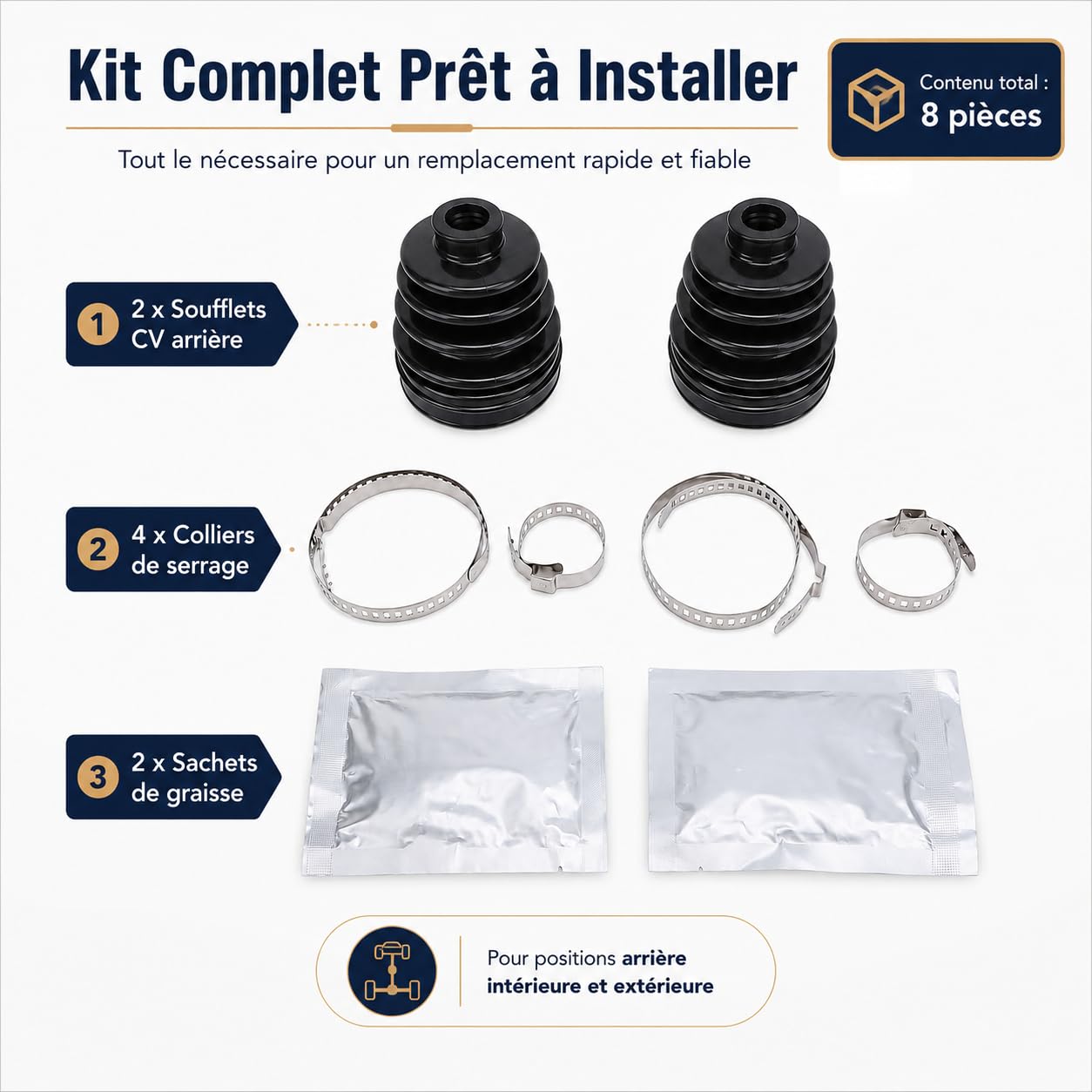 Kit Botte Cardan Arrière Intérieur Extérieur Manchon Caoutchouc Transmission Soufflet de Cardan Universel OE 705500953 705500855 Accessoire Transmission pour Quad 500 650 800 4X4