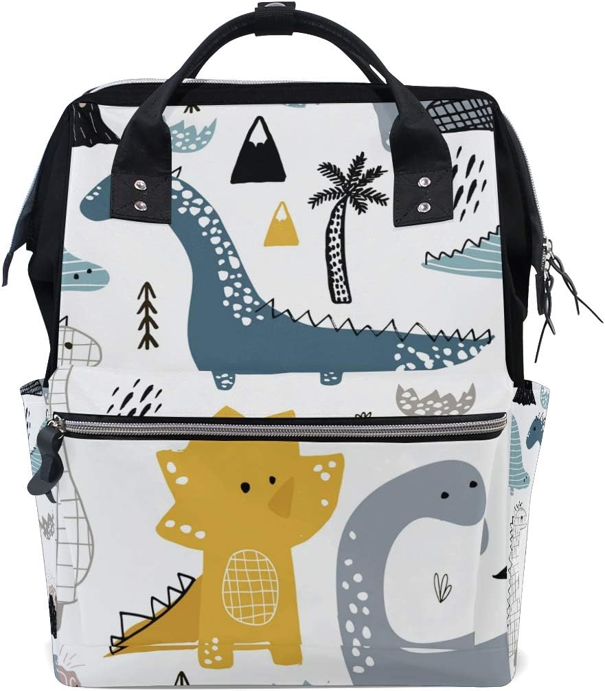 Cartoon Dinosaur Backpack Baby Nappy Diaper Bag Travel Back Pack Lightweight Maternity Large Capacity Stylish Outdoor Tote Bag for Men Women Mommy Dad Baby Boy Girl
