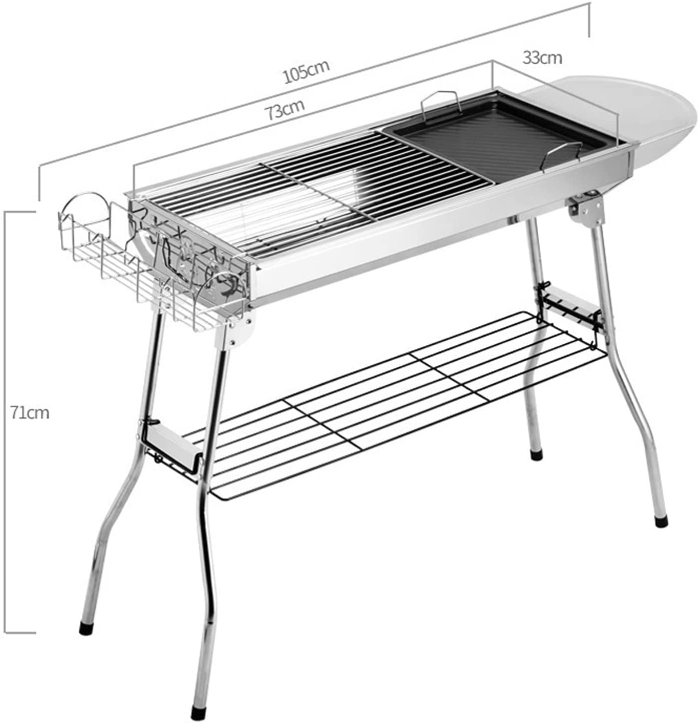 Holzkohlegrill, Barbecue Grill Edelstahl BBQ Smoker Barbecue Folding Portable für Kochen im Freien Camping Wandern Picknicks