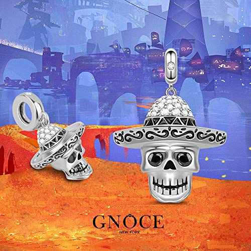Image of GNOCE Skull Pendant Charm Silver Dangle Charms Bead fit Bracelet /Necklace Jewelry Gift for Women Men