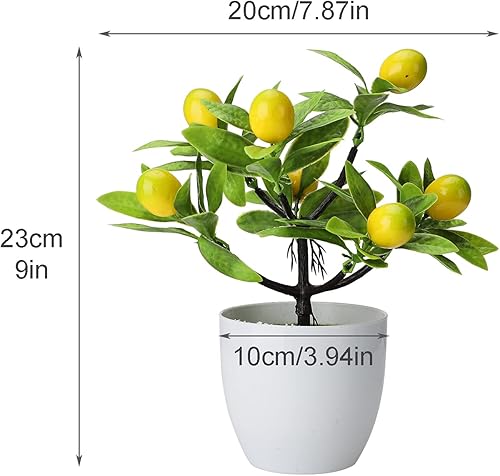 Miniatura 7 de 2 piezas de limonero artificial, mini plantas en maceta, limonero artificial, bonsái, plantas artificiales en macetas, 3.78 x 9.45 pulgadas,