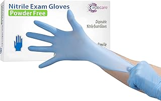 Circlecare Powder-Free Nitrile Disposable Exam Gloves, Industrial Medical Examination, Latex Free Rubber, Non-Sterile, Food Safe, Textured Fingertips, Ultra-Strong, Pack of 100, Blue - Size Medium