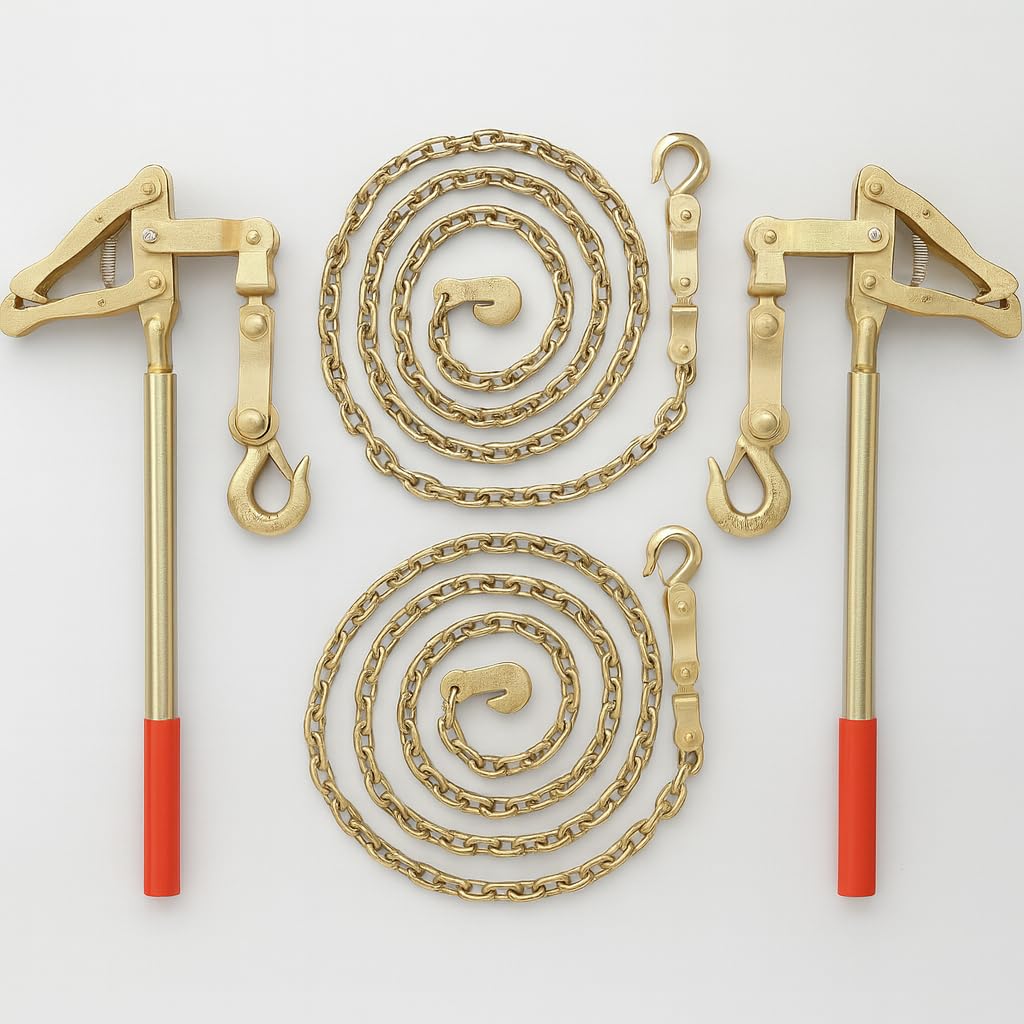 Tredre Chain Link Fence Stretcher Tool with 19.7FT Chain – Heavy-Duty Fence Puller Stretcher & Wire Tensioner, 2200lbs Capacity Barbed Wire Fence Puller for Farm, Ranch, Fence Repair (2 PC) STYL1-2PC