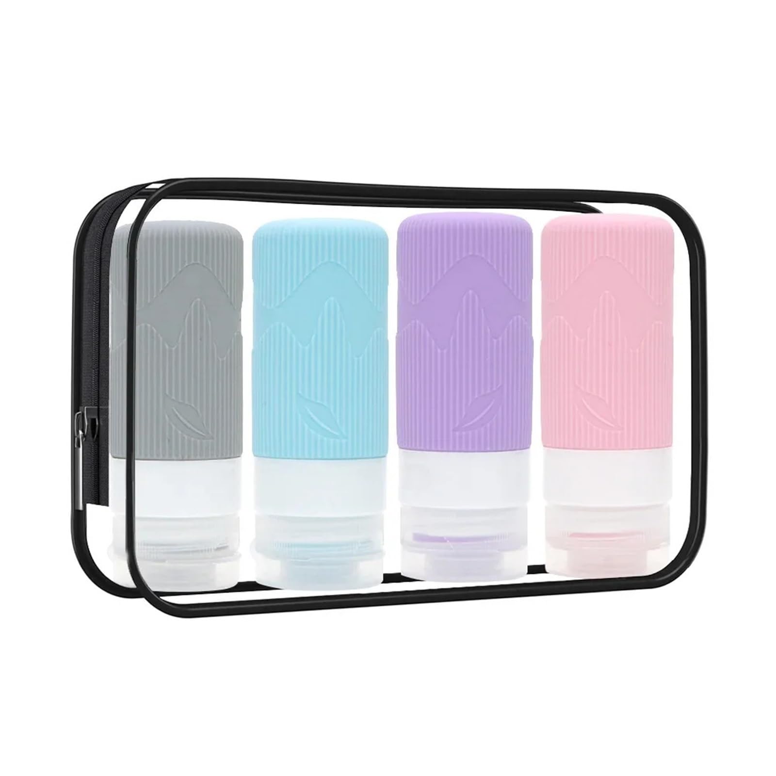 ZHSOAO 4pcs/set Toiletries Cosmetic Containers Leak Proof Squeezable Silicone Travel Bottles Portable Skin Care Lotion Separate for Travel(60ml)