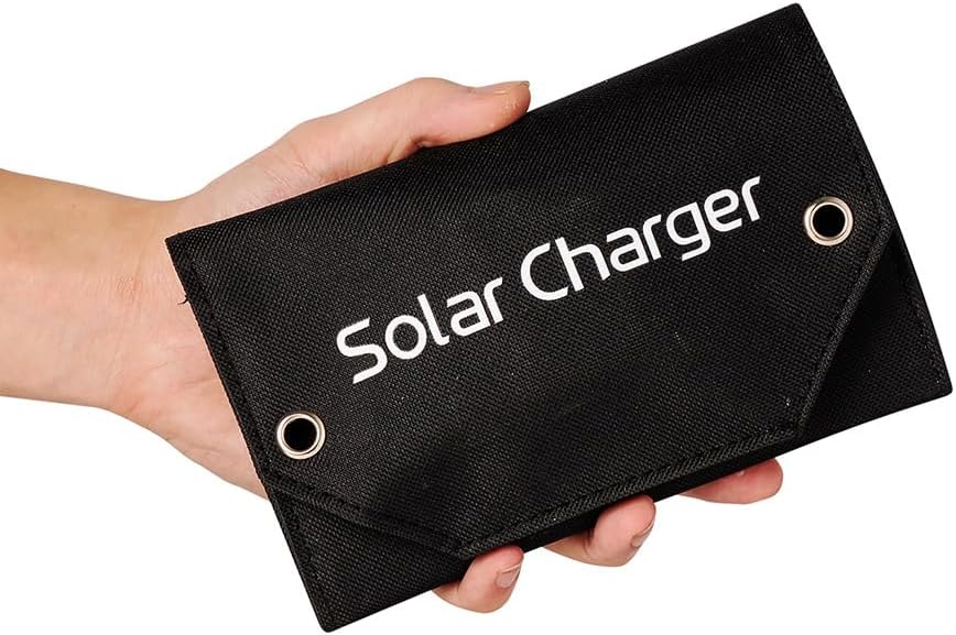 8W Foldable Solar Charger Portable Solar Panel Mobile Phone Charger for Camping Hiking Climbing Black