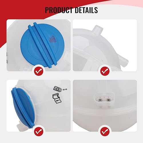 Miniatura 2 de TOPAZ 603-253 1K0121407A Tanque de depósito de refrigerante del motor delantero con tapa compatible con Audi A3 Q3 RS3 TT 2006-2019  Volkswagen