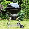 Sophia & William 22-inch Kettle Charcoal Grill with Thicken Chromeplated Grate, High-capacity Ash Catcher for Outdoor Picnic BBQ Patio Camping, Black